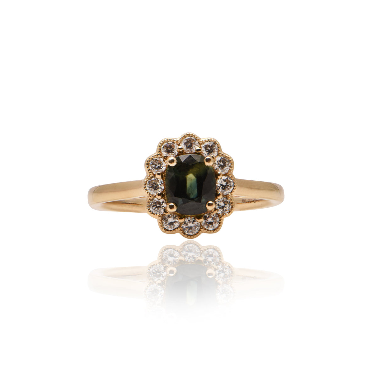 AUSTRALIAN SAPPHIRE & DIAMOND RING (YELLOW GOLD)