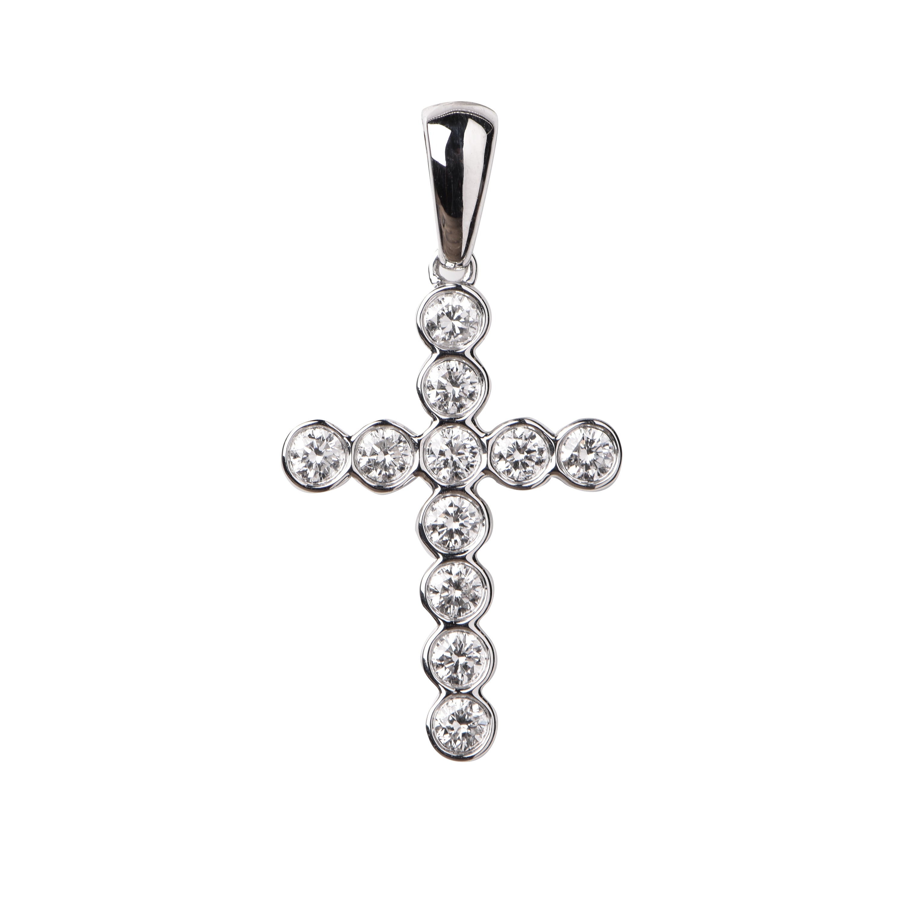Bezel Set Diamond Cross Pendant | 18ct White Gold | Cartmer & Co
