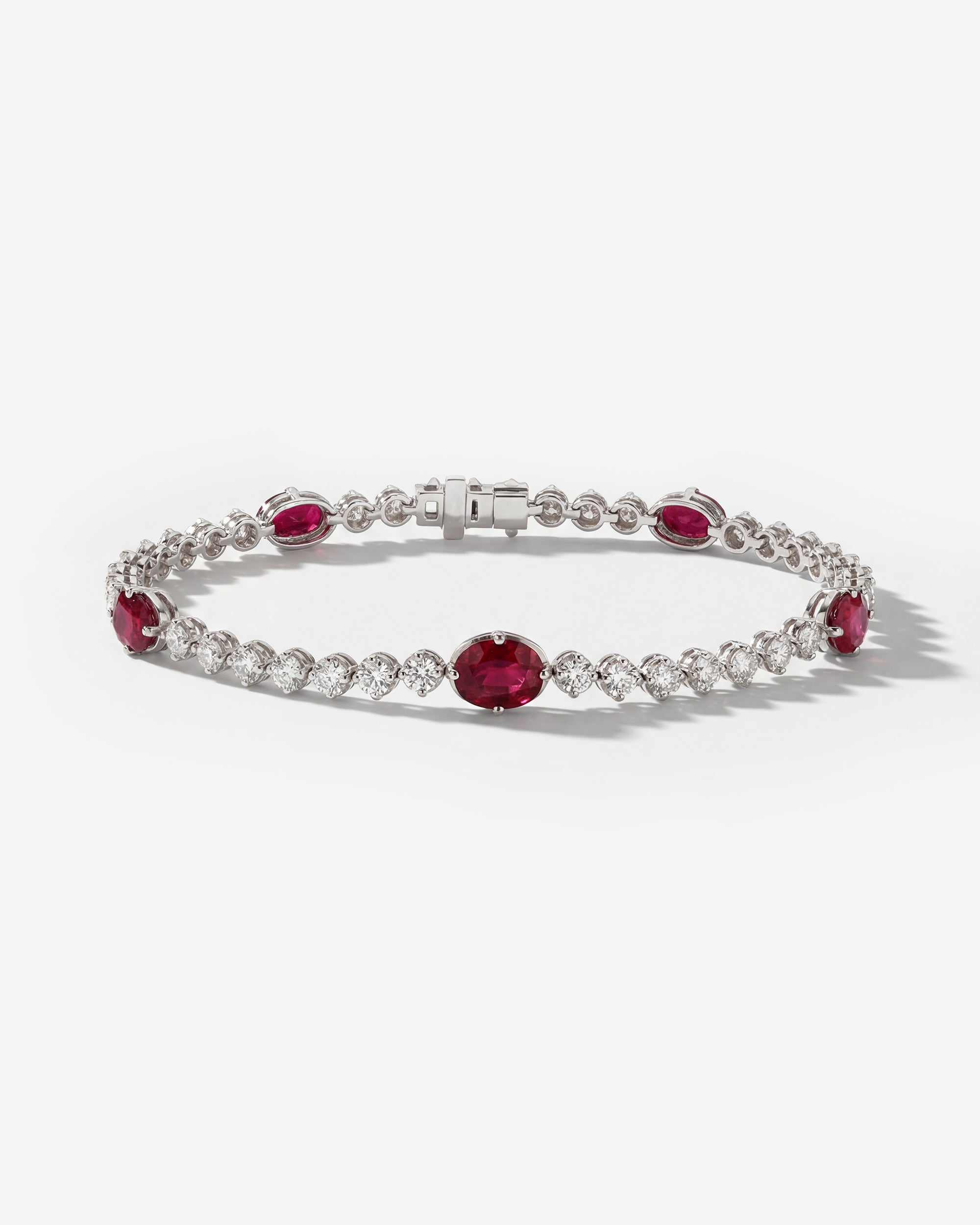 RUBY & DIAMOND LINK BRACELET (OVAL, WHITE GOLD)