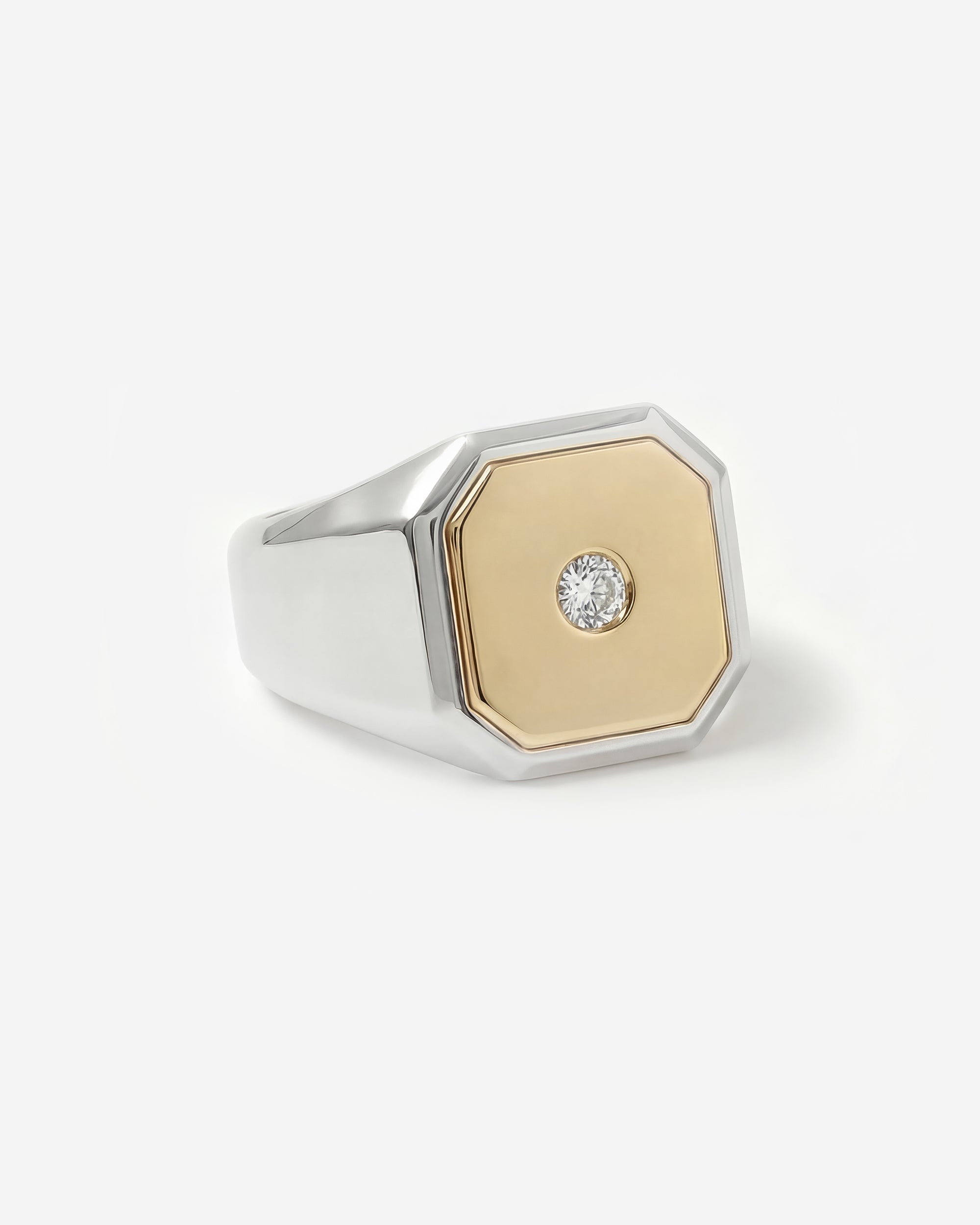 DIAMOND SIGNET RING (SQUARE TWO-TONE)